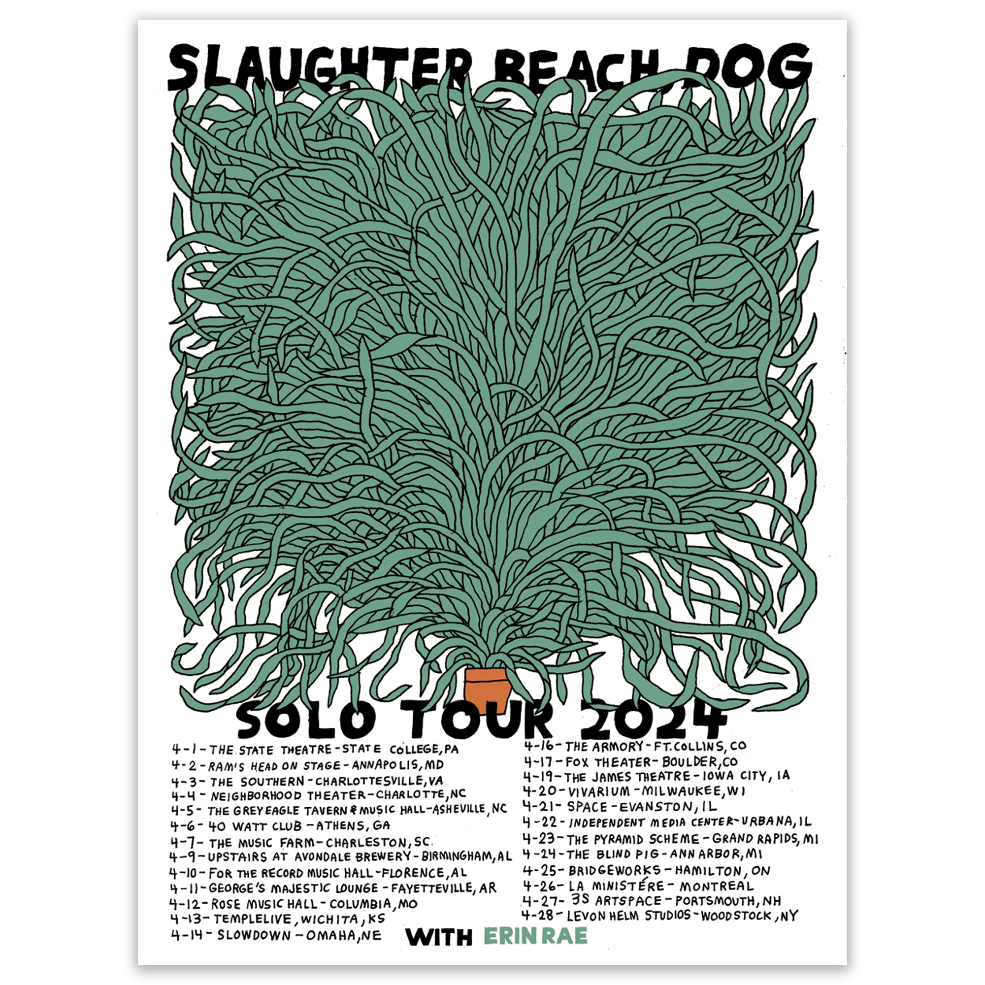 Tour Date Screen Printed Poster – Slaughter Beach, Dog